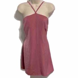 Halter Mini Dress Tie Neck Satin Barbie Pink by STUDIO 19 Womens Large